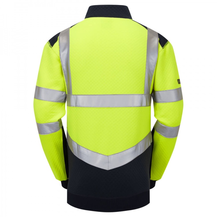 Leo Workwear SS08-Y/NV Tapeley ISO 20471 Class 2 EcoViz PC Dual Colour Sweatshirt Yellow/Navy